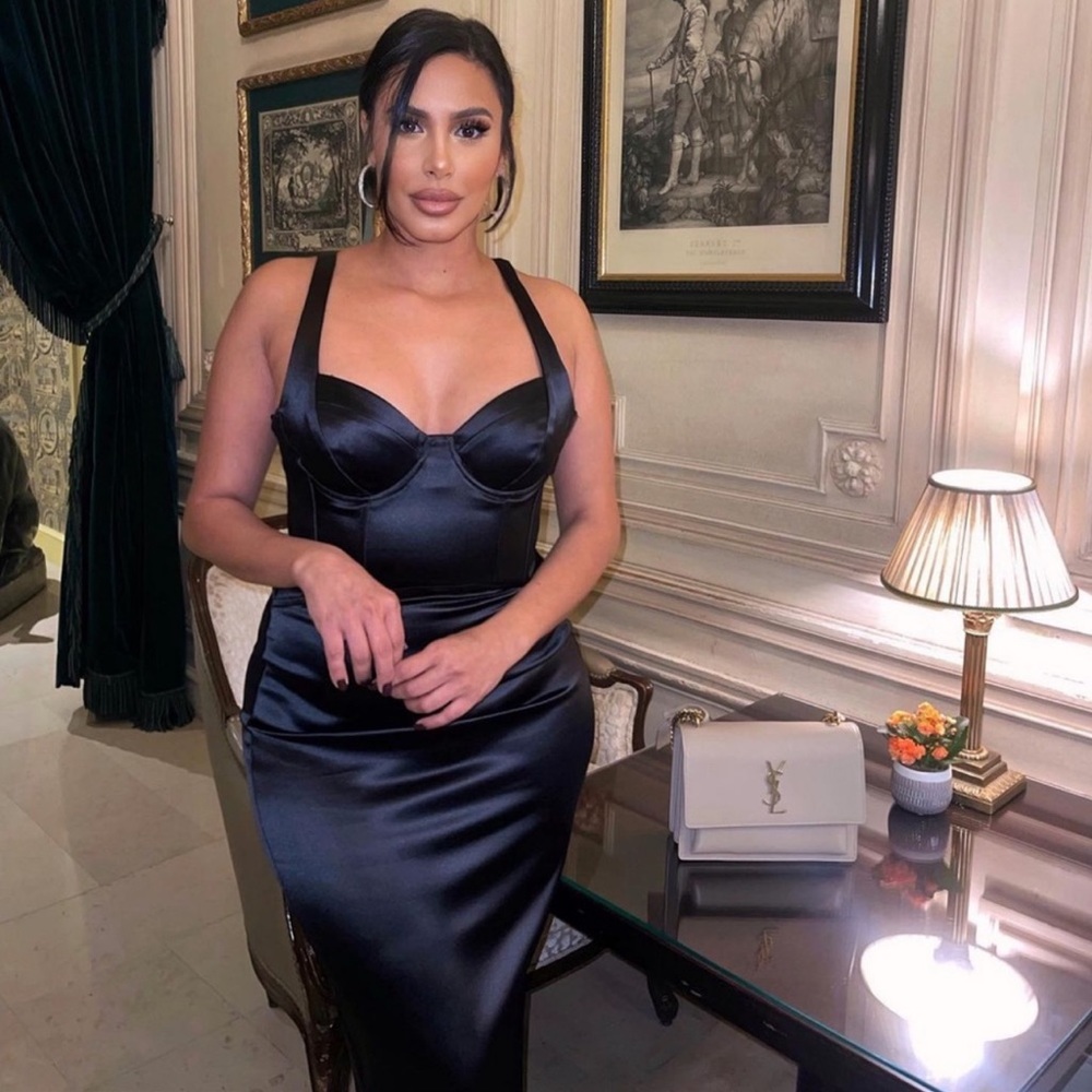 Zara bloggers fave black satin effect bustier dress